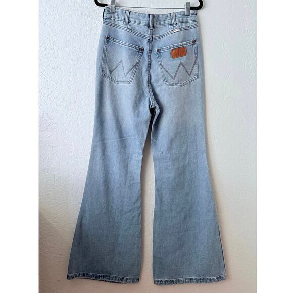 Billabong X Wrangler Womens High Rise Super Flare Blue Jeans Floral Patchwork 28 - Picture 8 of 16